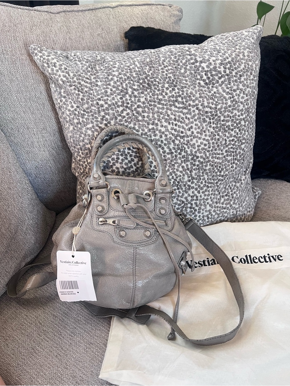 Balenciaga Grey City Le Cagole Motocross Pompon Bucket Bag - Picture 11 of 12